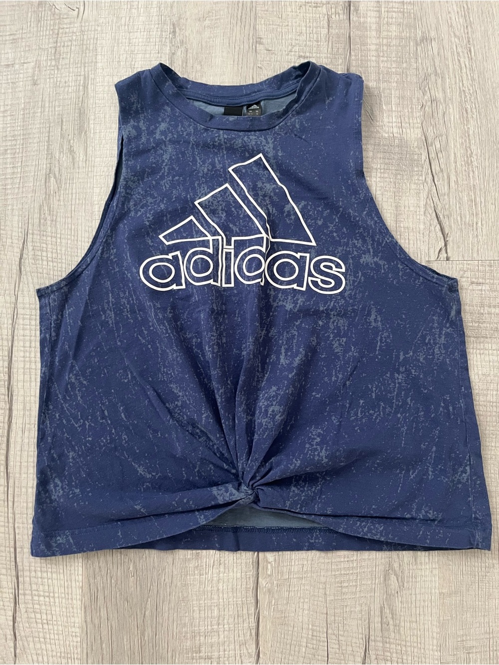 Adidas Blue Twist Front Sleeveless Cropped Top | Medium | Like New